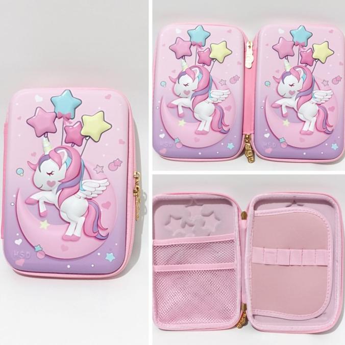 

Tempat Pensil Anak Perempuan Unicorn BTG 3D Timbul Import Hardcase