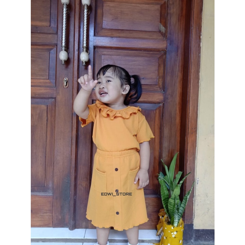 Setelan One Set Model Rok Labubu Bahan Knit Premium Baby Usia 1-4 Tahun