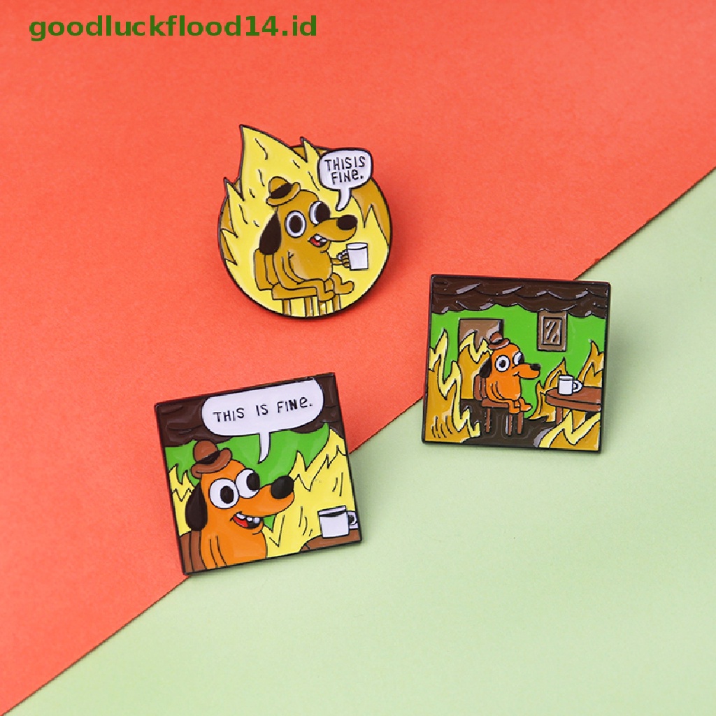 [GOOGFOUR] Ini Api Halus Enamel Pin Kartun Anjing Bros Kerah Pin Lucu Hewan Lencana [TOP]