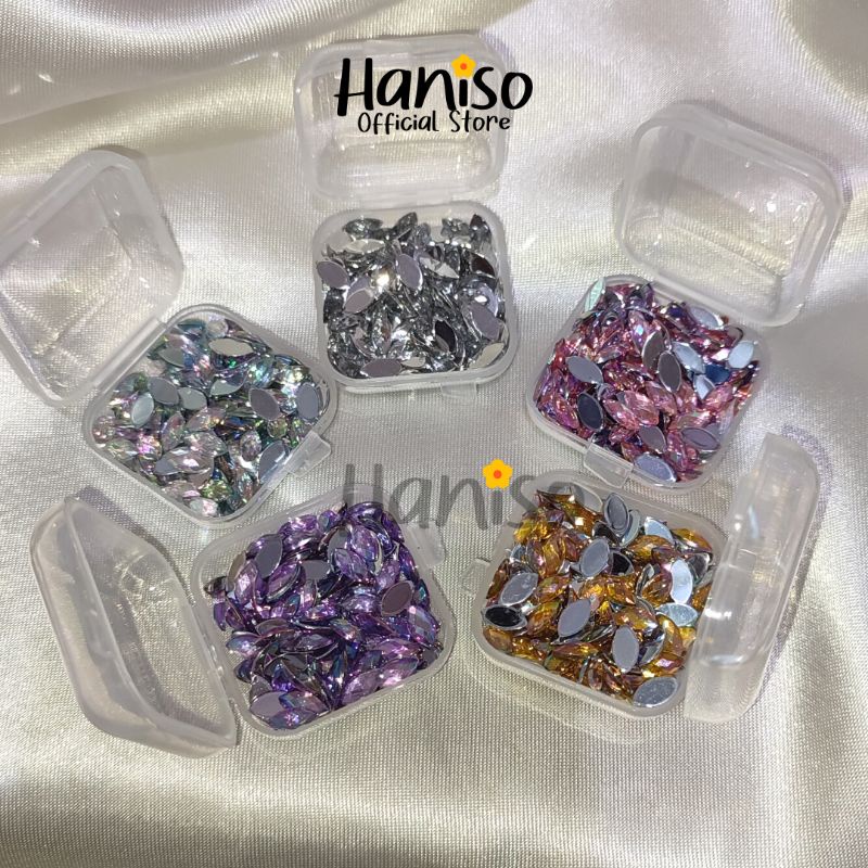 Premium Rhinestone Gemstone Crystal Manik Daun Manik Lancip Henna Kristal