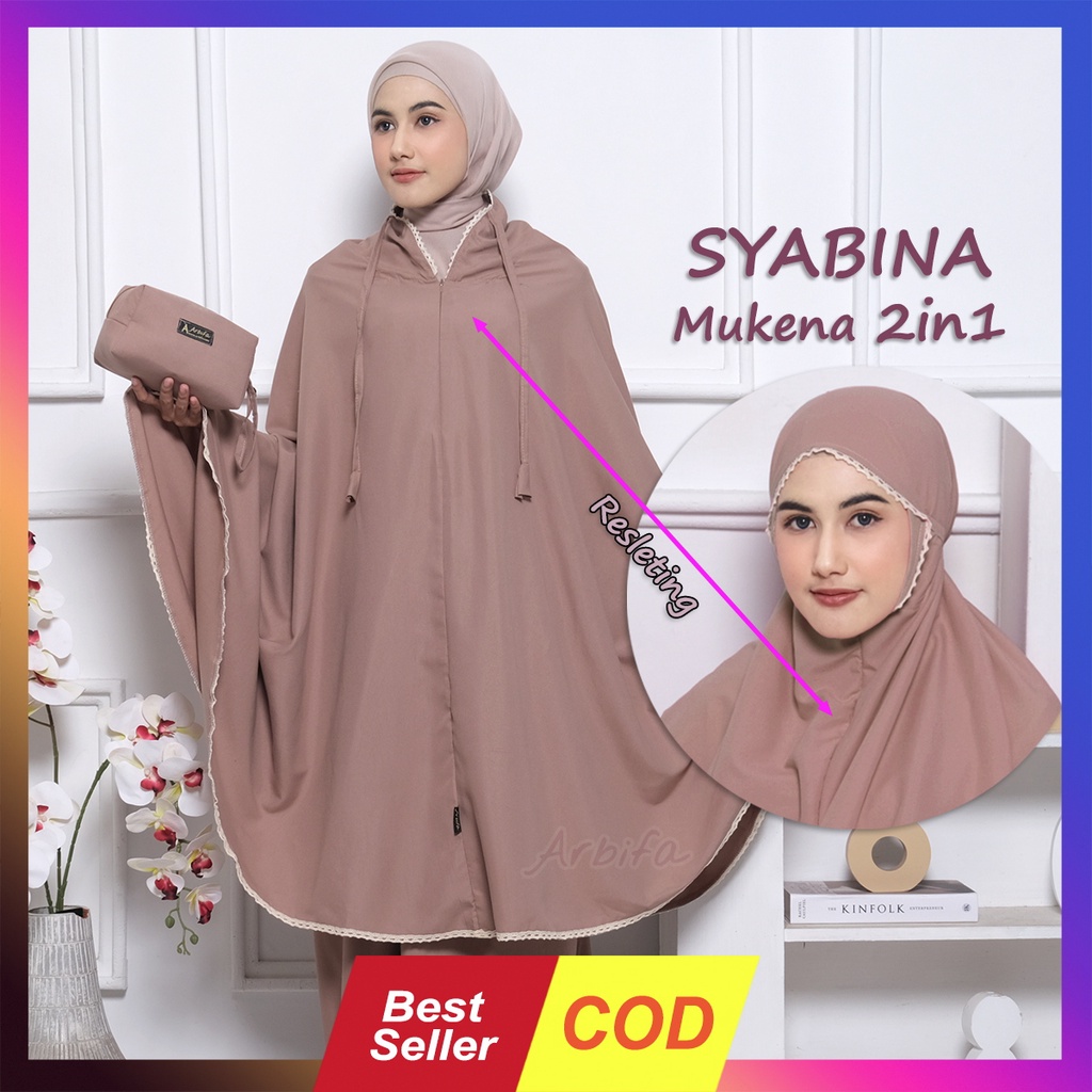 Arbifa - Mukena 2in1 Traveling Syabina Katun import Dewasa Ponco Adem