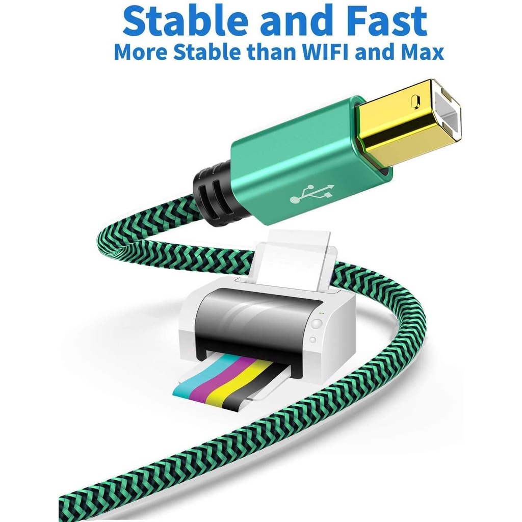 Kabel USB Printer 3M 5M USB 2.0 Type A Pria ke B Pria Pemindai Pria Memimpin Kabel Printer USB Jalinan Nilon untuk HP Dell Canon Lexmark Xerox Brother Samsung
