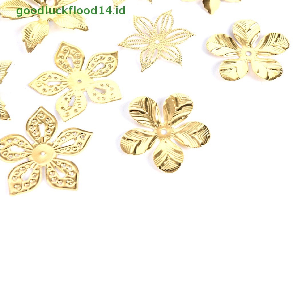 [GOOGFOUR] 50pcs/set Vintage Logam Bunga Kerawang Slice Ch Perhiasan Temuan Kerajinan DIY [TOP]