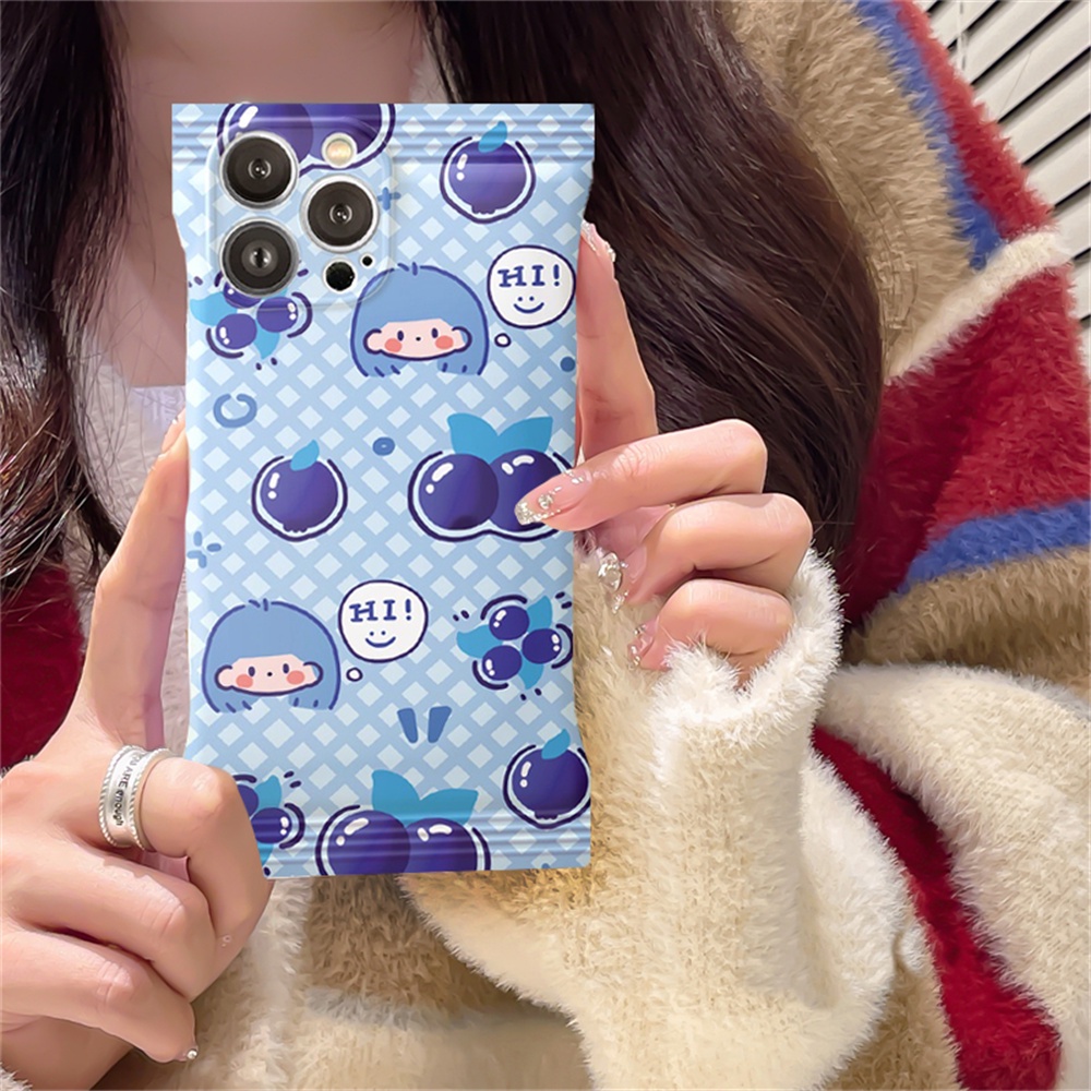 IPHONE Blueberry Girl Case Kompatibel Untuk Iphone14 14Pro 11 13 12 Pro MAX iPhone7 8plus 6s Plus XR 14Plus XS MAX Alpukat Kartun Beruang TPU Soft Phone Cover