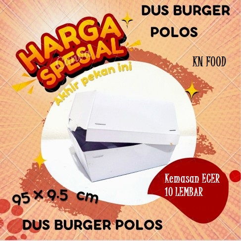 

Dus Burger Polos Ecer/ Kemasan Burger Polos Ecer 10Lembar uk9.5x9cm