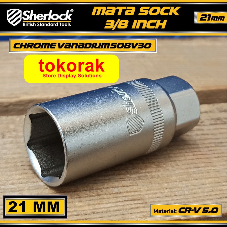 MATA SOCK KUNCI BUSI 21 MM X 3/8 INCH SHERLOCK SPARK PLUG SOCKET 3/8&quot;