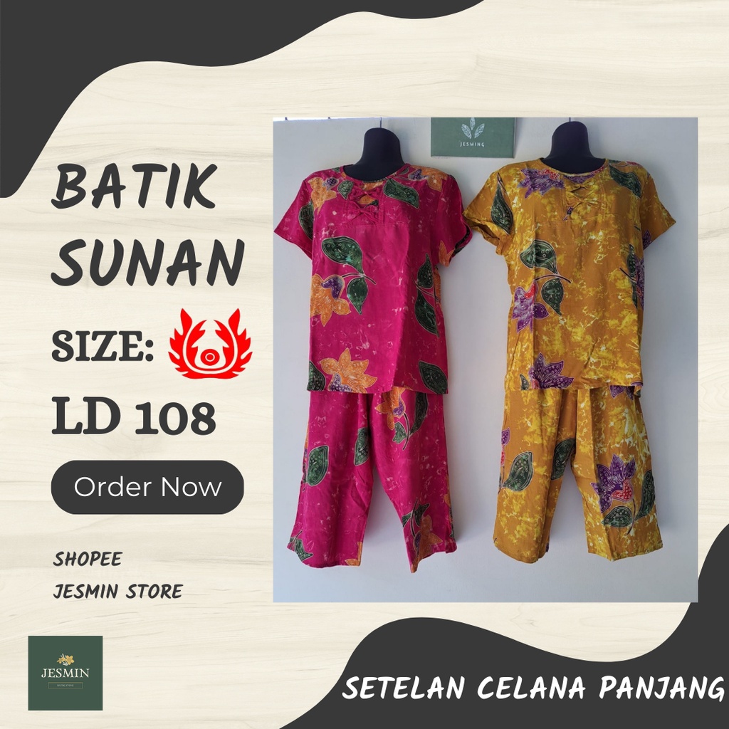 Batik Sunan Setelan Celana 3/4 Standar Dewasa