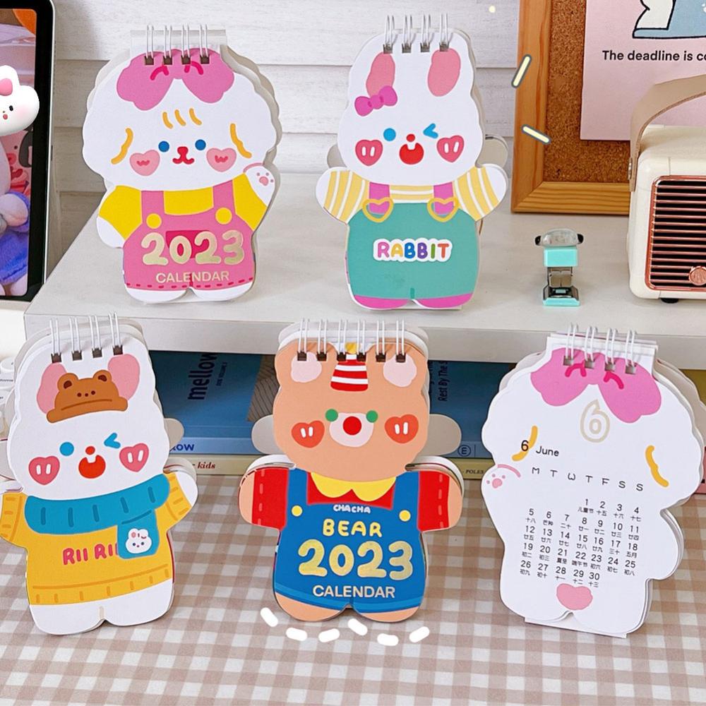 Timekey 2022kalender Meja Kawaii Kalender Mini Kreatif Kartun Lucu Hiasan Desktop Hewan Jadwal Harian Table Planner Agenda Tahunan Organizer Decor J5R8