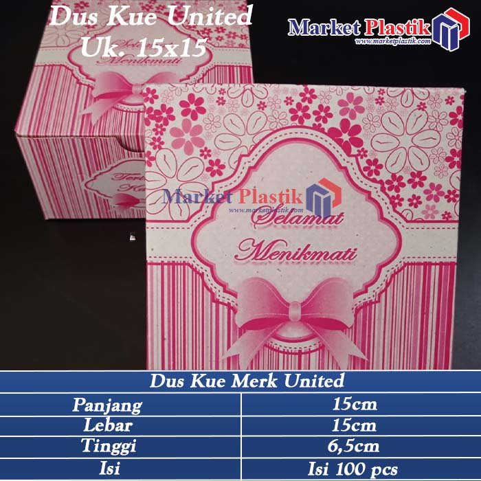Dus Kue / Dus Makanan / Tempat Kue / Kotak Kue / Dus United GS 15x15 @100pcs