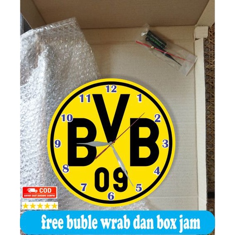 Jam Dinding Tempel Tembok Keren Motif Dortmund BVB Unik Minimalis Terbaru