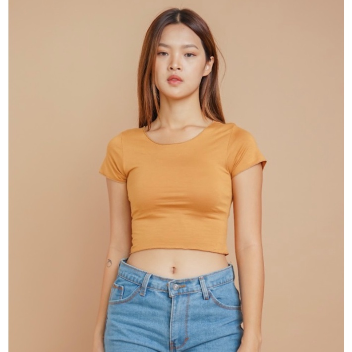 CAVALU Kaos Polos Wanita Korean Crop Top Korea Crop Tee 027