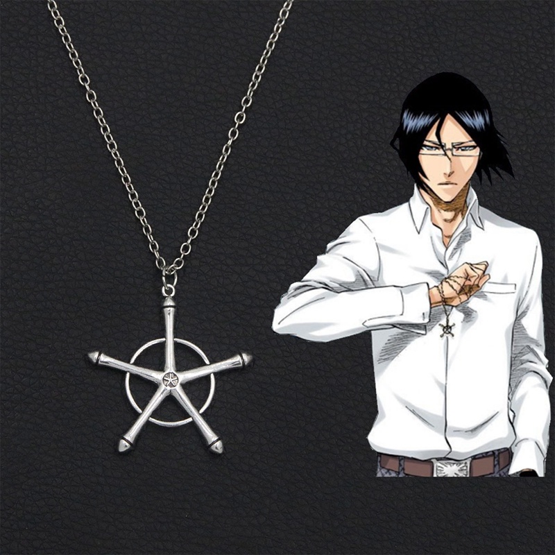 Anime Bleach Kalung Quincy Ishida Uryuu Cosplay Ginrei Gojiaku Amulet Alloy Choker Rantai Gelang Liontin Perhiasan Aksesoris