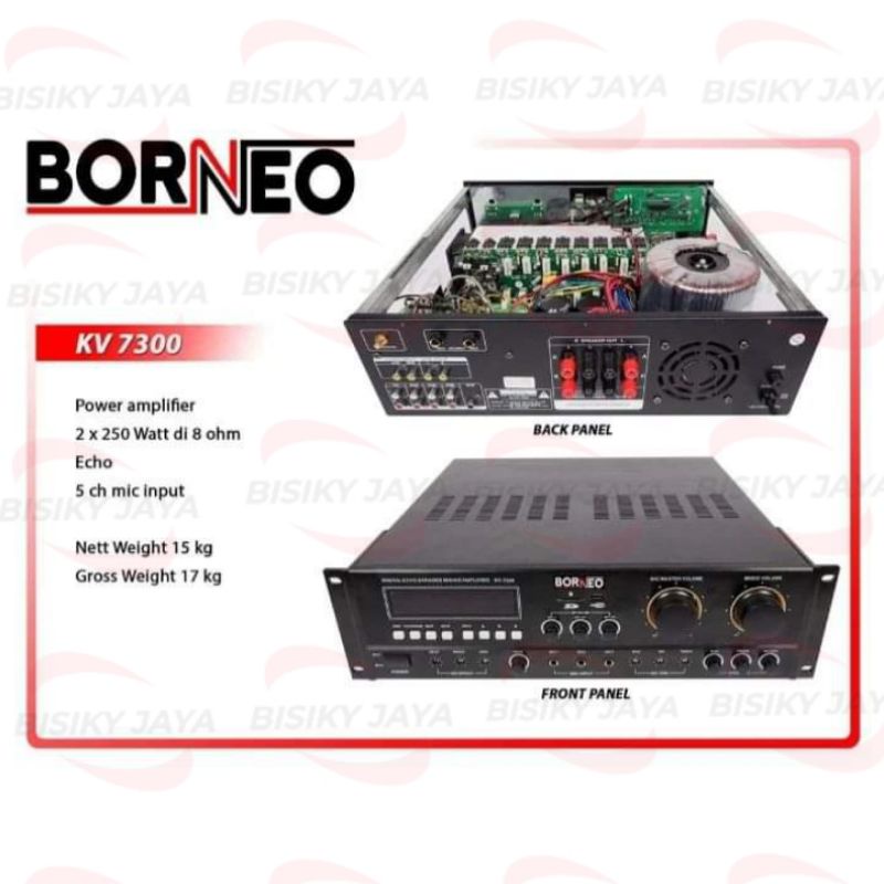 Power Amplifier 2 channel BORNEO KV7300 2x250 watt echo