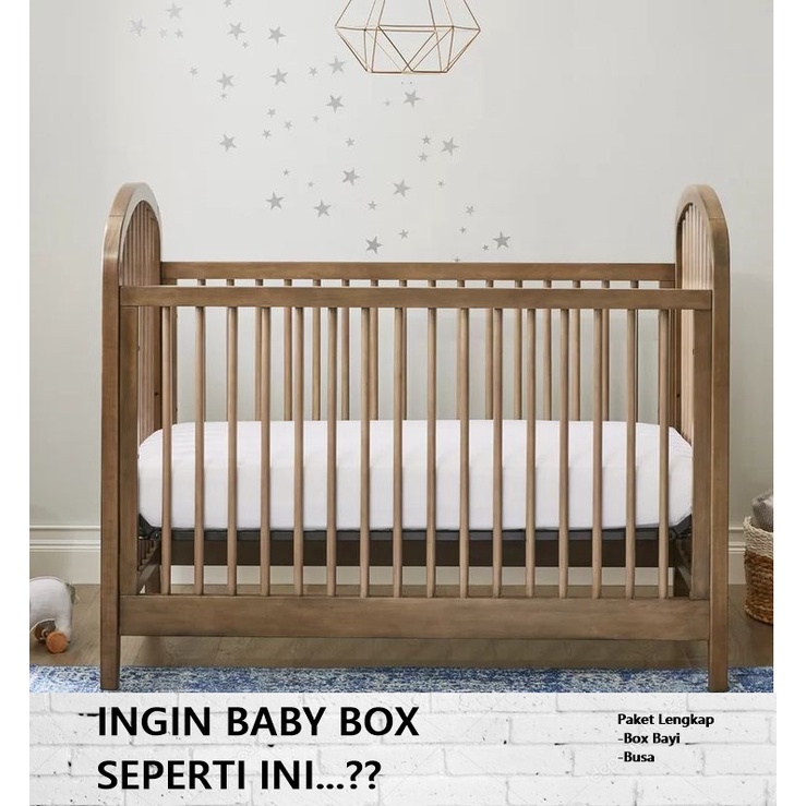 Set Baby Box Minimalis Kayu Solid Tempat Tidur Bayi Box Bayi Ranjang Bayi Minimalis Modern