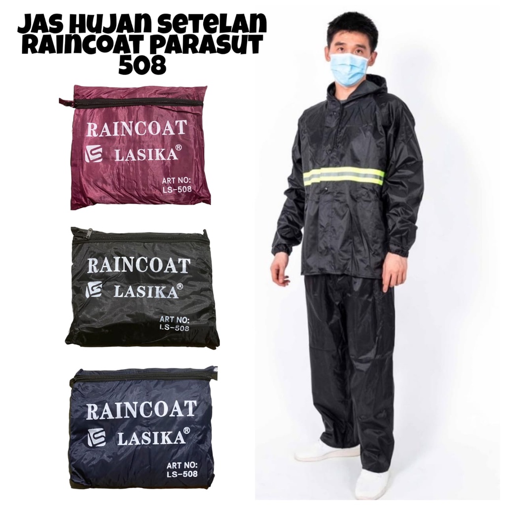 JAS HUJAN SETELAN PARASUT | JAS HUJAN JAKET CELANA DEWASA RAINCOAT LASIKA