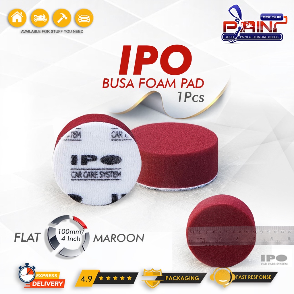 IPO Busa Flat Cutting Pad 4 inch Maroon - Busa Poles Flat 100mm