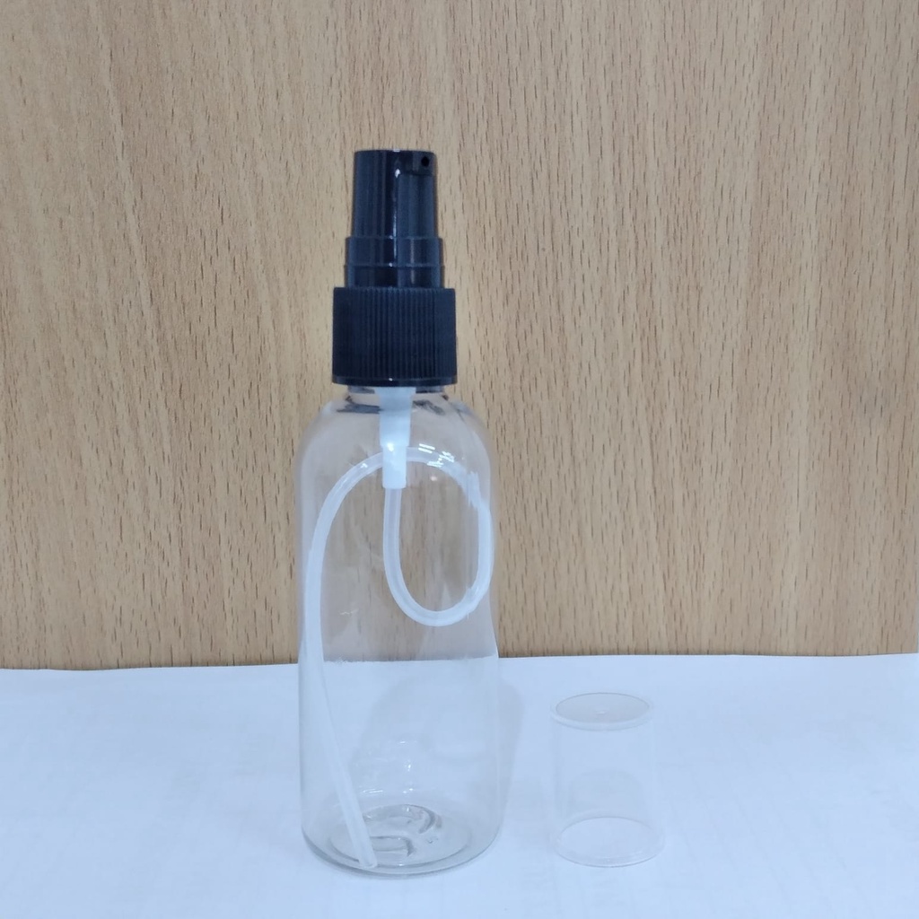 Botol Plastik PET 60ml BR Bening Tutup Pump Treatment Half Cap