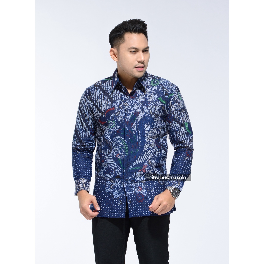 PEKSI LUHUR BIRU Kemeja Batik Pria Full Furing Bahan Katun Primisima