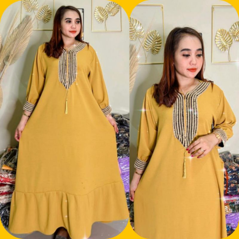 Gamis Cringkel crinkel  Rempel Renda import crinkle