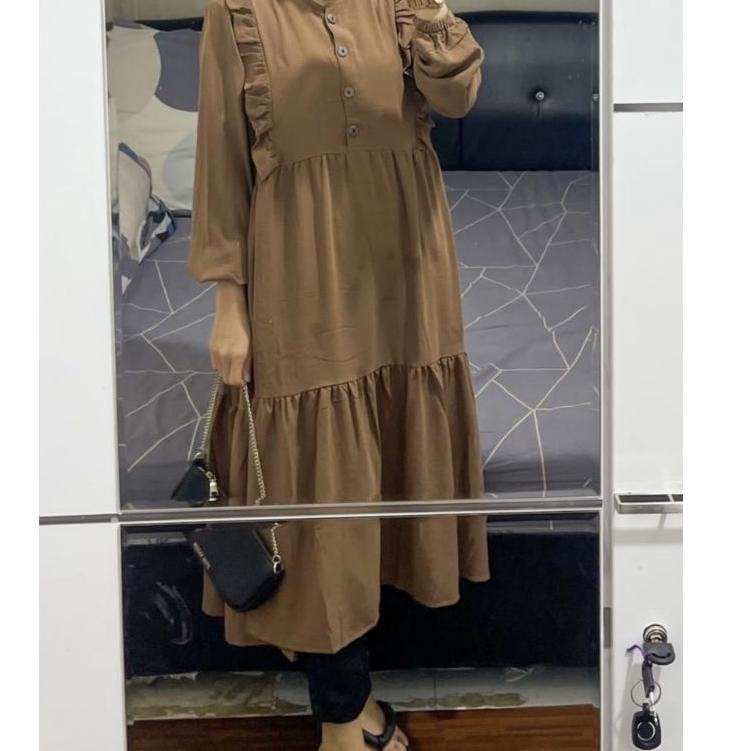 Harga Spesial MILA TUNIK LONG CRINCLE / TUNIK LONG WANITA OOTD SELEBGRAM