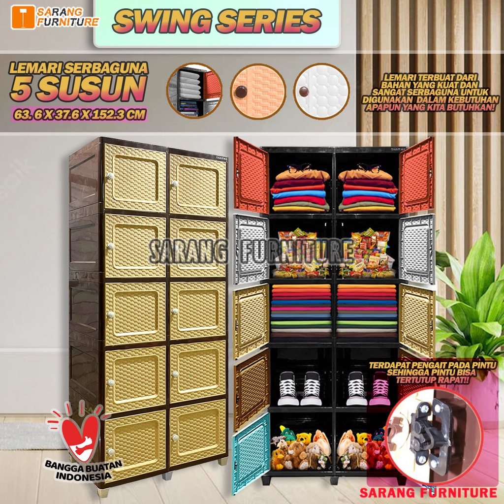 Lemari SWING DOUBLE Lemari Plastik Serbaguna 5 SUSUN Tabitha CLICKS Tabitha LOKI LOKER SERBAGUNA Lemari Pakaian CABINET LEMARI TABITHA LEMARI SWING