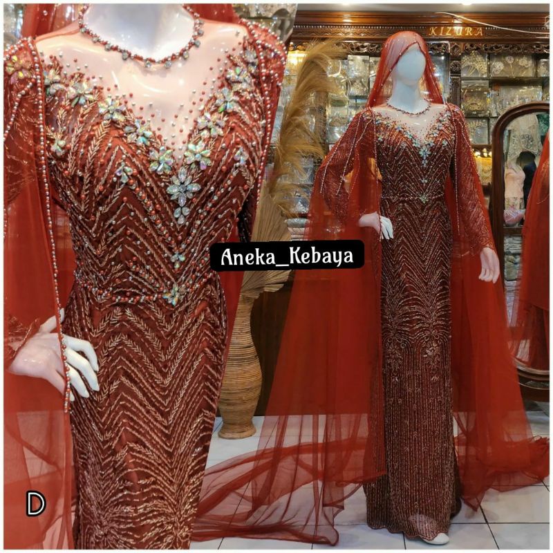 Gaun Pengantin / kebaya pengantin Merah Bata