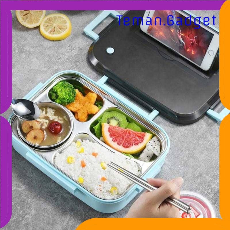 TG - DPR UPORS Kotak Makan Anti Tumpah Stainless Steel Lunch Box 4 Grid - UP4