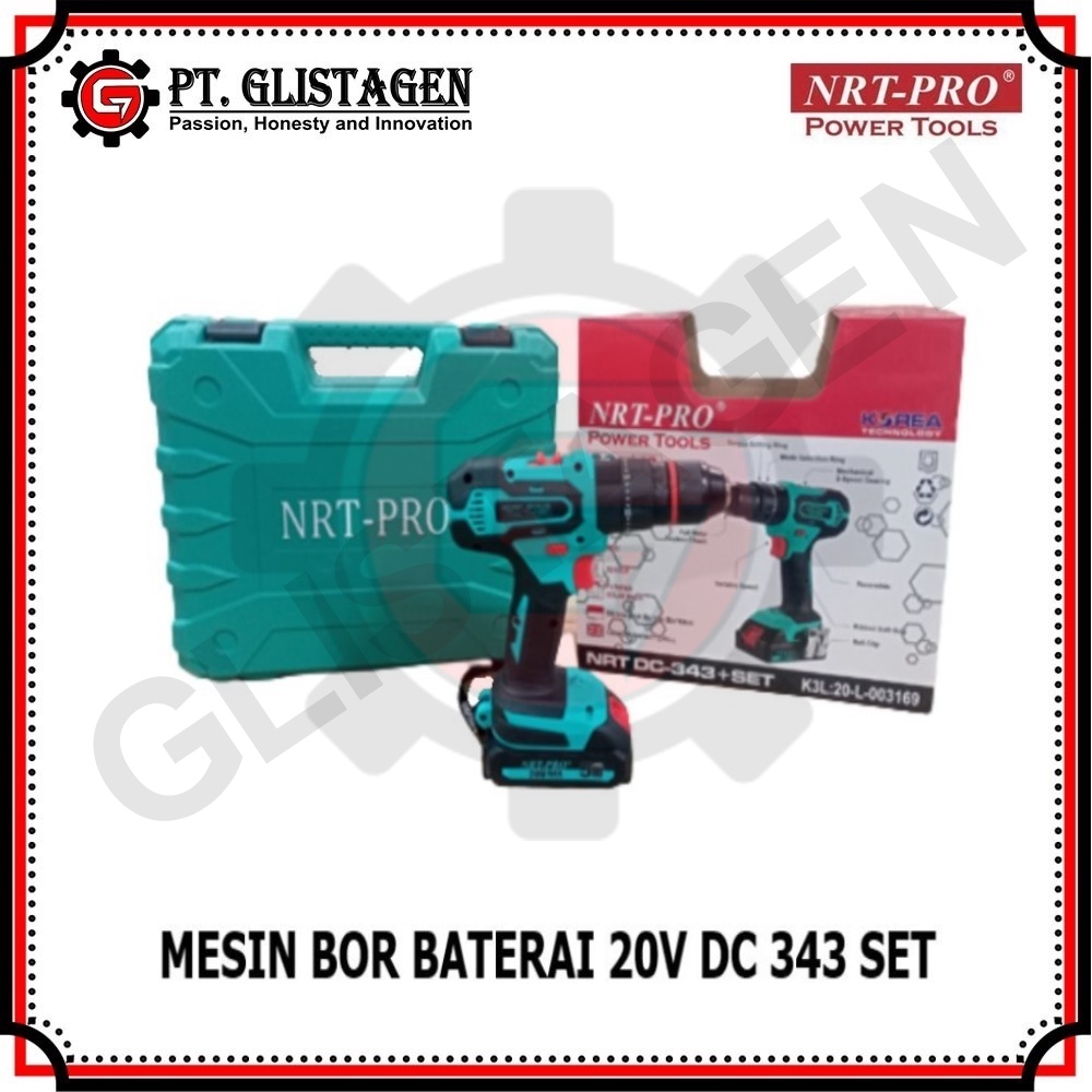 NRT-PRO 343DC Mesin Bor Tangan Baterai Cordless Impact Drill 20 Volt