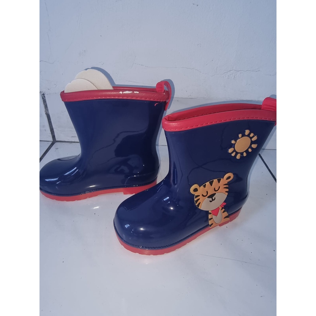 Sepatu boots anak PAUD TK CACAT / sepatu hujan animal lis / karet import - 1903A