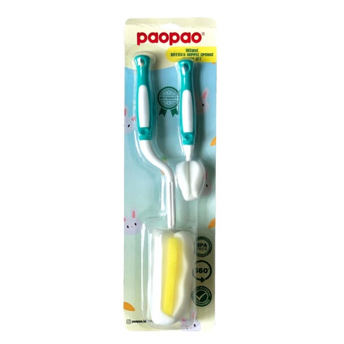 Paopao Deluxe Bottle &amp; Nipple Set - Sikat Botol Dan Dot Bayi BB20 - WARNA RANDOM