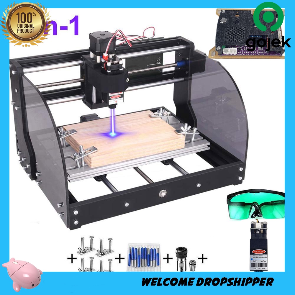 TwoWin CNC Printer 3D Ukir Laser Engraving 3-Axis Laser 3000mW CNC3018