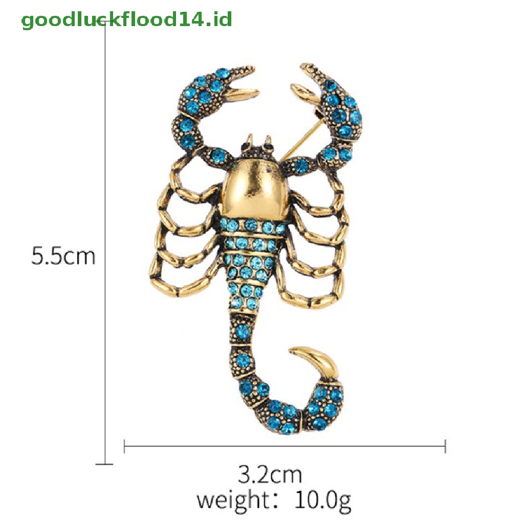 [GOOGFOUR] 1pc Bros Scorpion Dengan Berlian Imitasi Gold Alloy Brooch Pin Vintage Kristal  [Atasan]