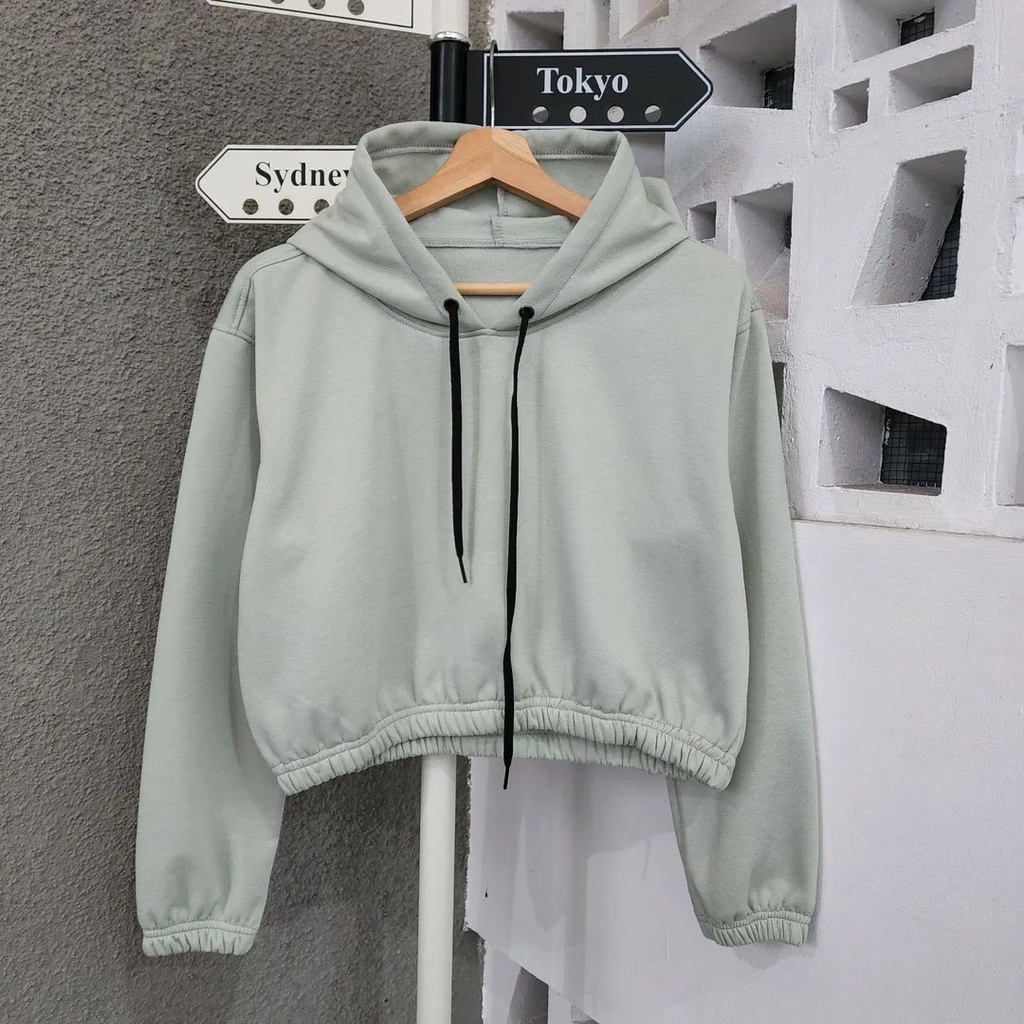 SHERVA CROOPE HOODIE BAHAN FLEECE - SWEATER CUTE EAR HOODIE CROOPE WANITA