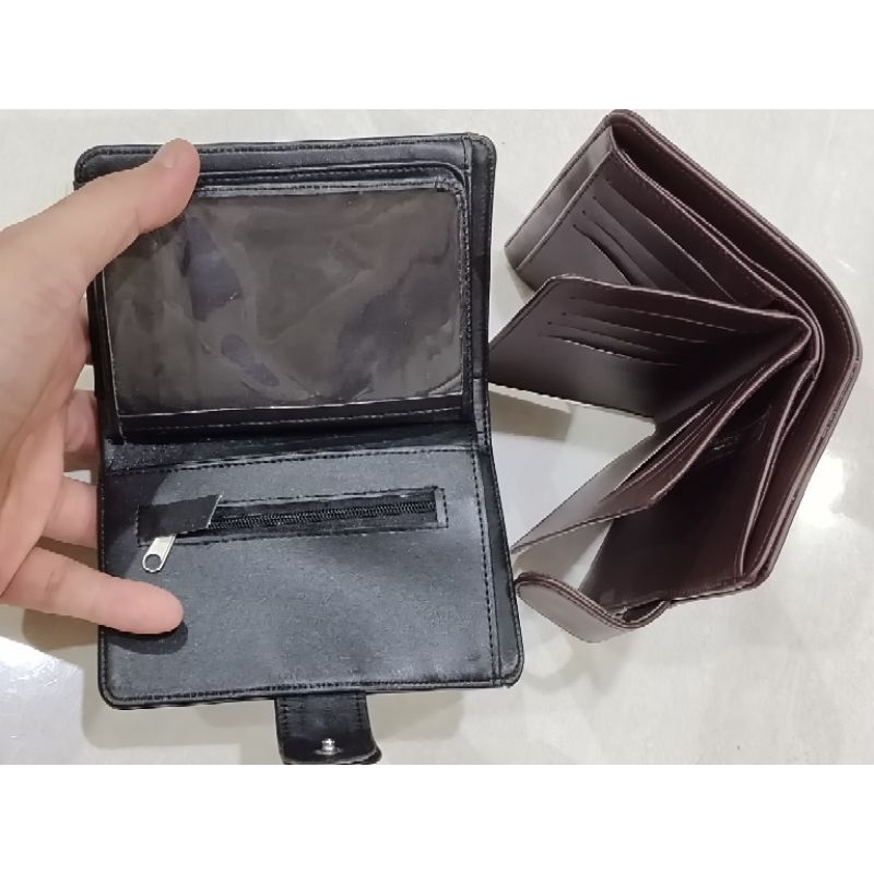 Dompet kancing ORi polos +resleting dalam