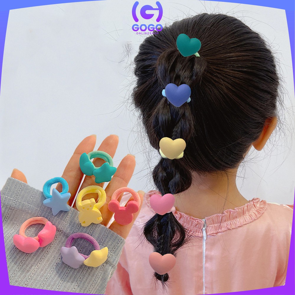 GOGO-C770 Ikat Rambut Mini Anak Perempuan 10IN1 Motif Love Korean Fashion / Set Aksesoris Rambut Anak Karakter Lucu Import