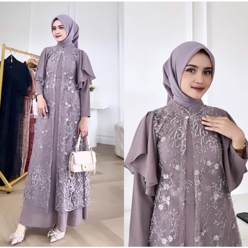 BIG PROMO- GINA DRESS INNER DRESS + BELT + OUTER - DRESS WANITA KONDANGAN BRIDESMAID