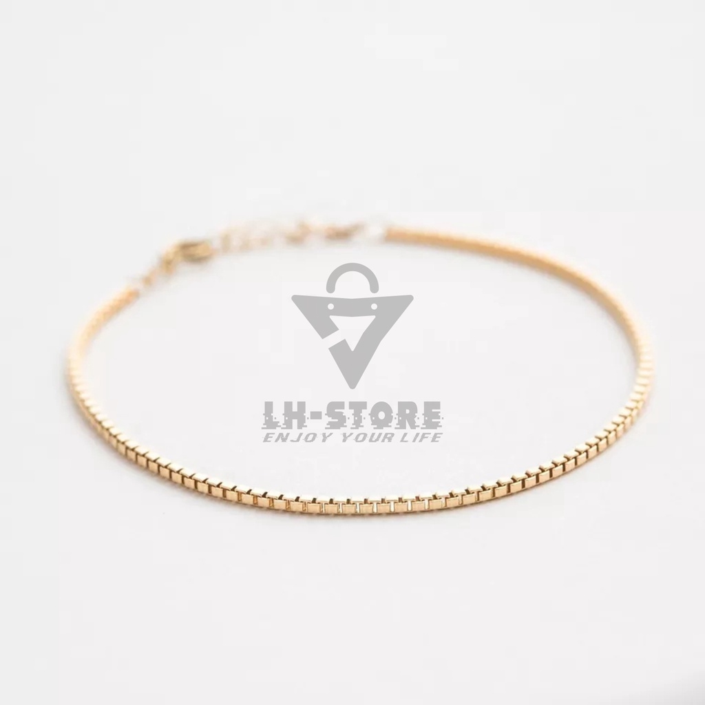 Gelang Tangan Titanium Pria Wanita  Rantai kotak  Model Milano Italy Silver &amp; Gold Anti Karat Terbaru