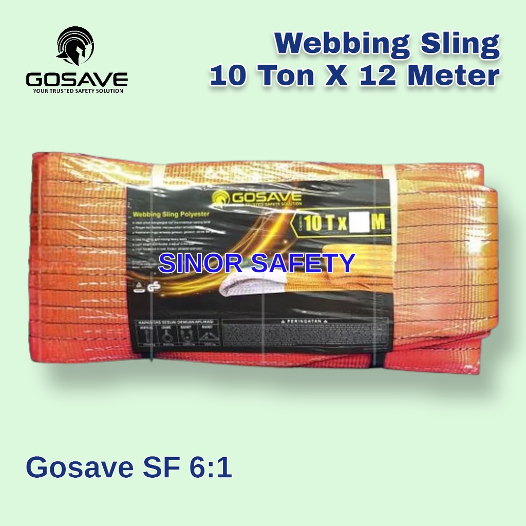 WEBBING SLING 10 Ton x 12 Meter Tali Pengikat Pengangkat Safety