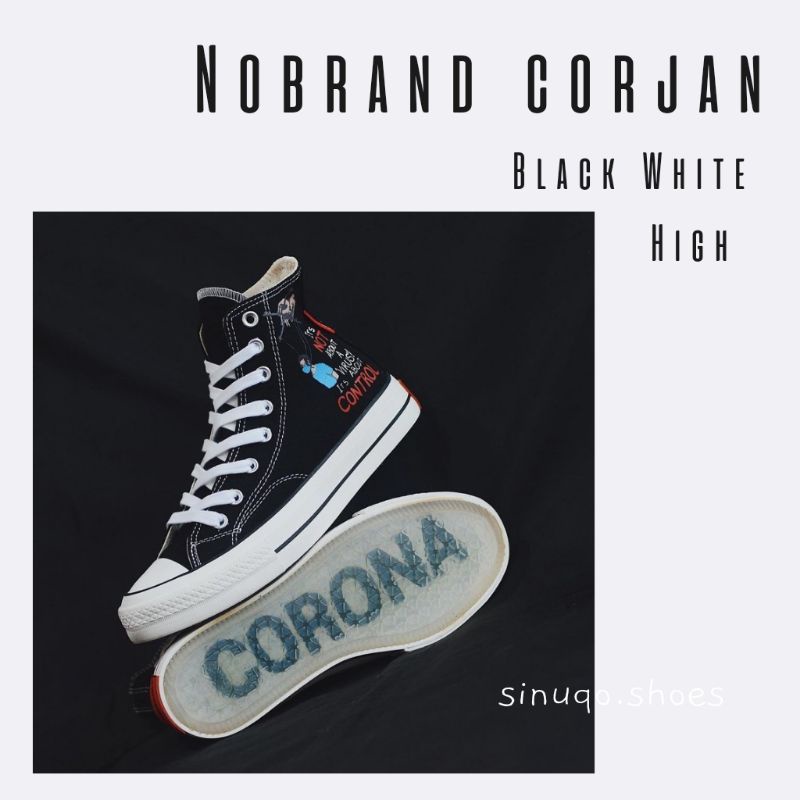 NOBRANDS - SEPATU NOBRANDS ORIGINAL CORJAN BLACK WHITE HIGH CORONA / SEPATU KASUAL COWOK CEWEK /SNEA