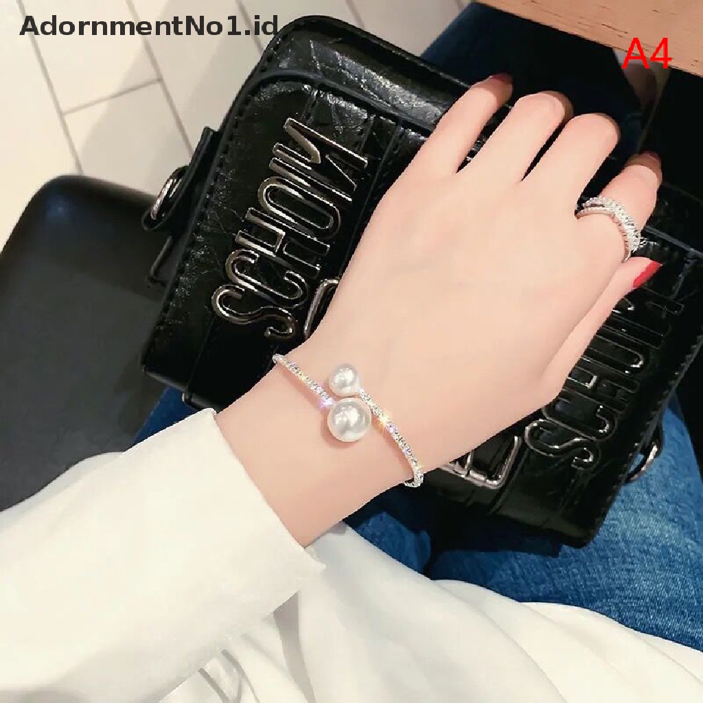 [AdornmentNo1] Fashion Sederhana Simulasi Mutiara Bridal Perhiasan Set Adjustable Kalung Gelang Untuk Wanita Kristal Perhiasan Pernikahan Hadiah [ID]