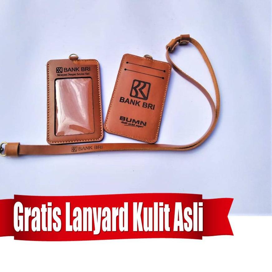 

Best - ID Card Holder BRI Free Lanyard BRI /Name Tag BRI Kulit Asli