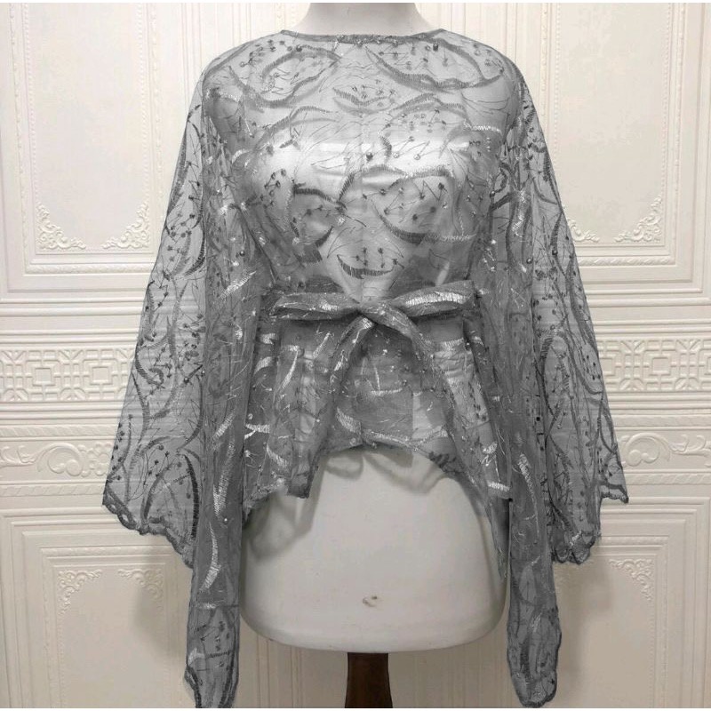 Cape Rompi Pita Brukat Tile Muslim/ Outer Tile Mutiara/ Cardigan Muslim/ Luaran Pakaian Muslim Fit