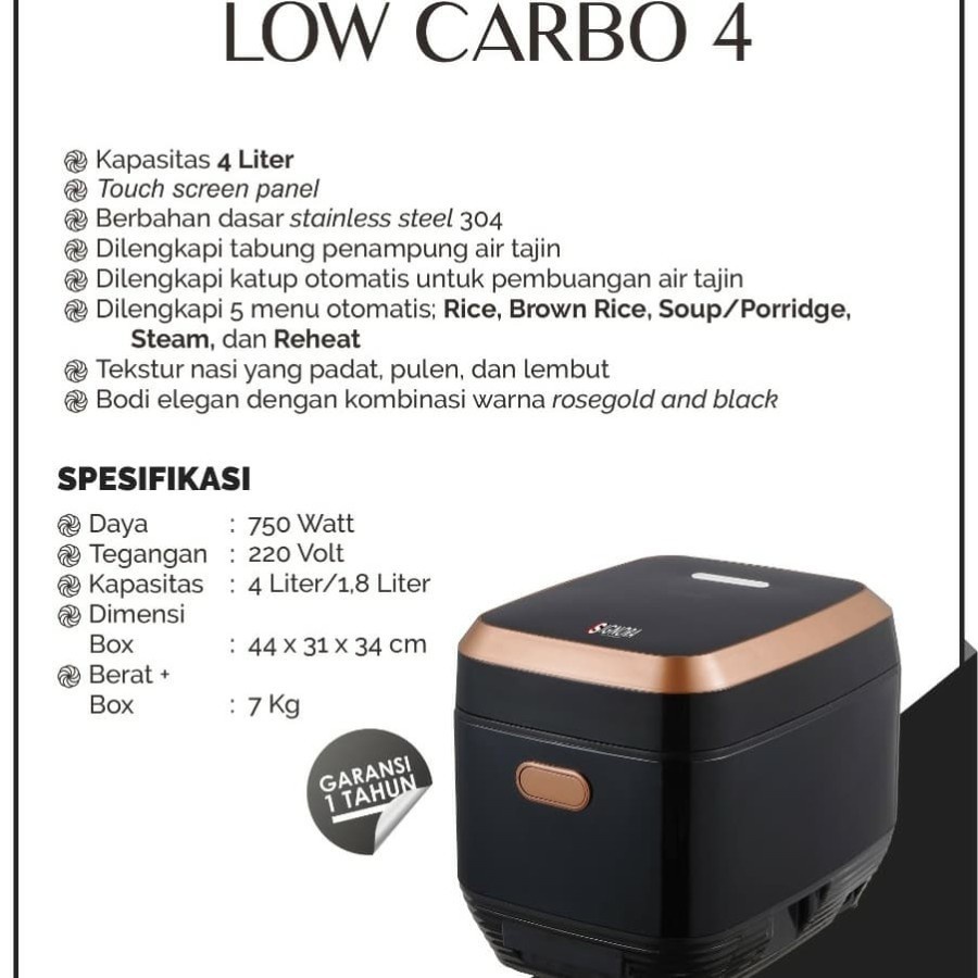 RICE COOKER SIGNORA LOW CARBO 4  PENANAK NASI SIGNORA 1.5 LITER