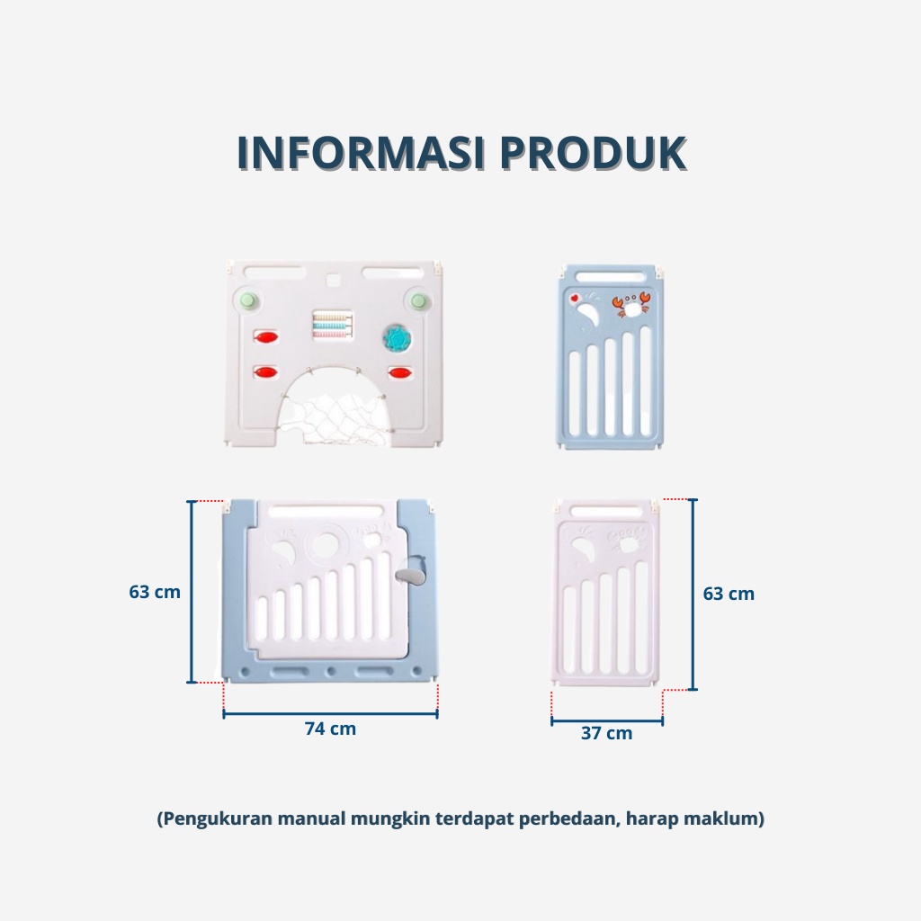 KIDDAILY PAGAR MAINAN ANAK 12+2 FREE RING BASKET BABY FENCES PAGAR BAYI PLAYPEN PLAY FENCE