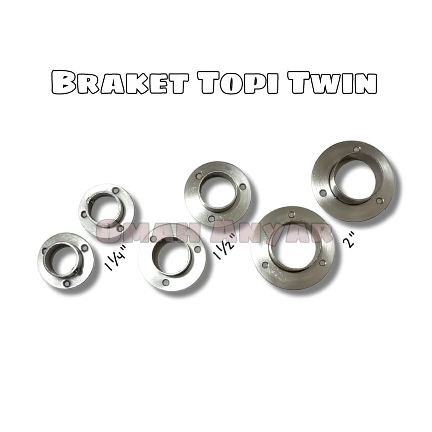 Braket Pipa Topi Stainlees Steel 11/2 11/4 2 inch Twin