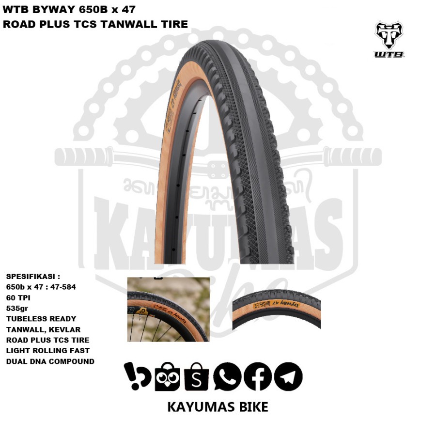 BAN LUAR WTB BYWAY 650B x 47 ROAD PLUS TCS TANWALL TIRE