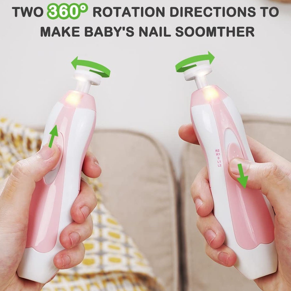 Baby Nail Trimmer SA2B - Gunting Kuku Bayi Elektrik Dengan Set Medicure Dan Pedicure  LED Untuk Bayi Anak Orang Dewasa Dengan 4 Kecepatan 2 Arah Dilengkapi Lampu