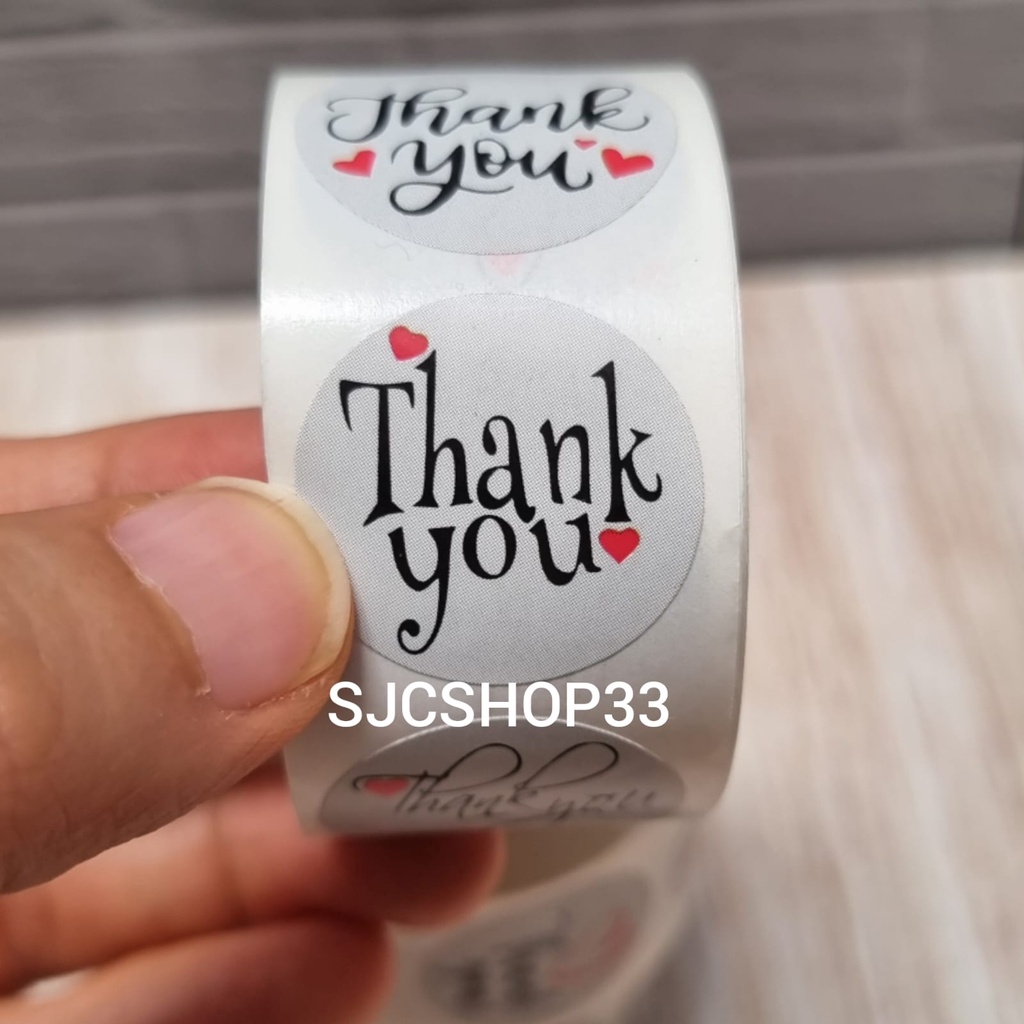 

1 roll isi 500 pcs sticker label thank you set ukuran 2,5cm