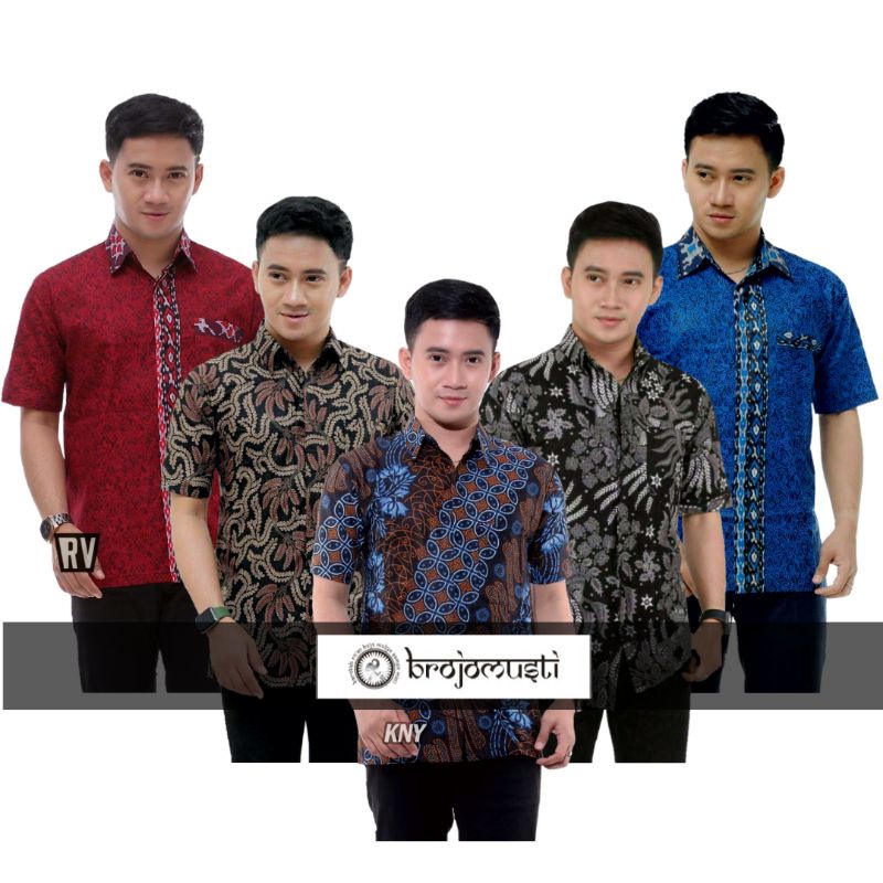 Kemeja Batik Pria Lengan Pendek Modern Motif Megamendung Size M,L,XL,XXL Sergam Kain Katun Halus dan Tebal