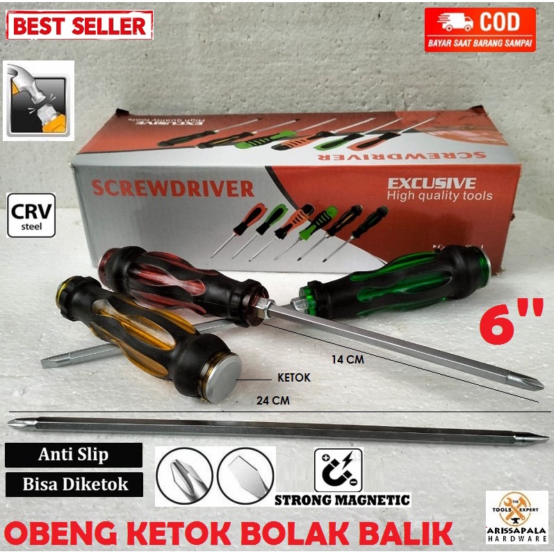 OBENG KETOK OBENG MIN PLUS BOLAK BALIK TEMBUS OBENG GETOK PUKUL MURAH GAGANG KARET